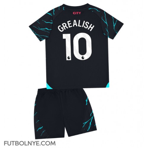 Camiseta Manchester City Jack Grealish #10 Tercera Equipación para niños 2023-24 manga corta (+ pantalones cortos)